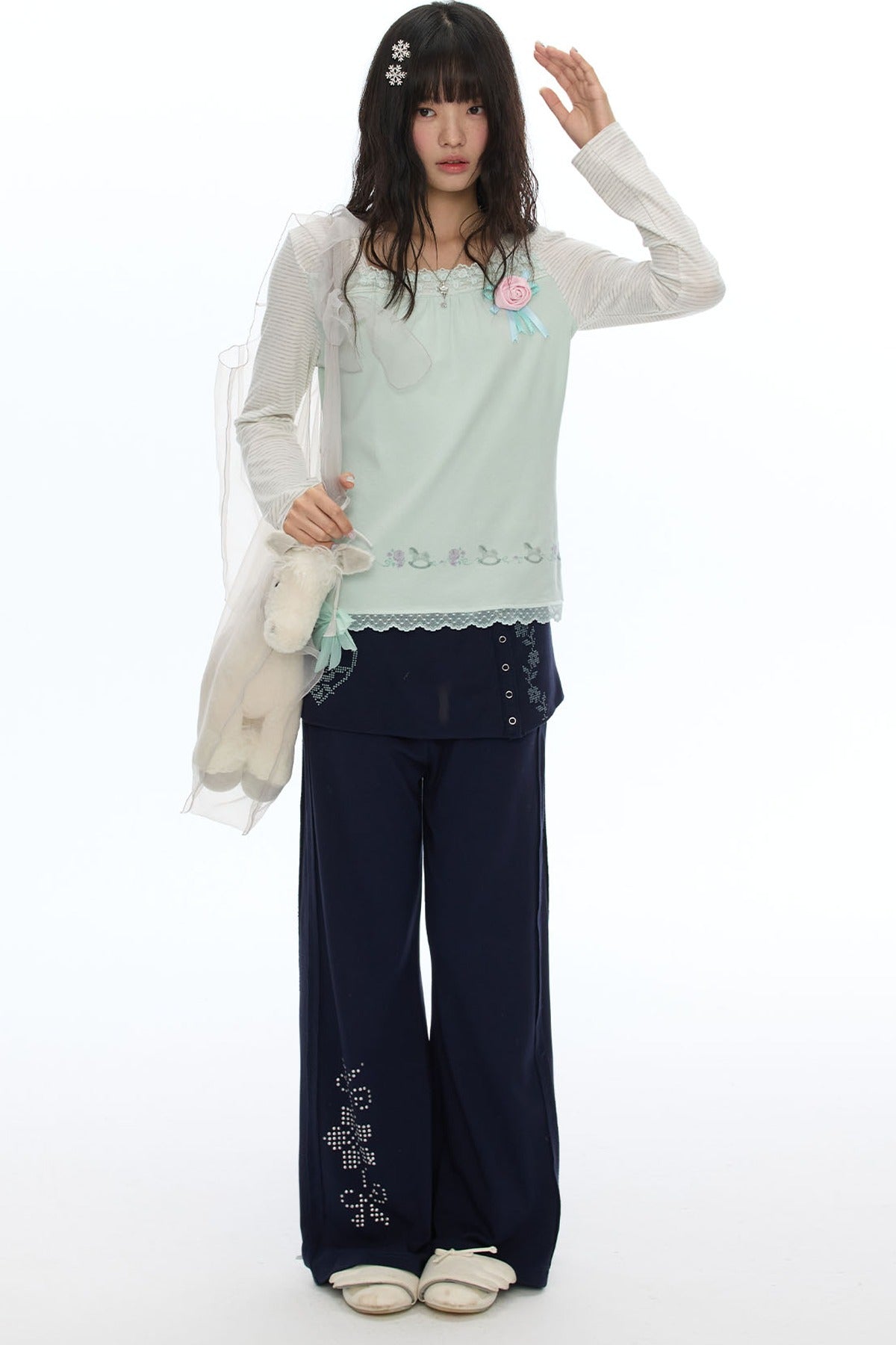 Striped Patchwork Lace Top