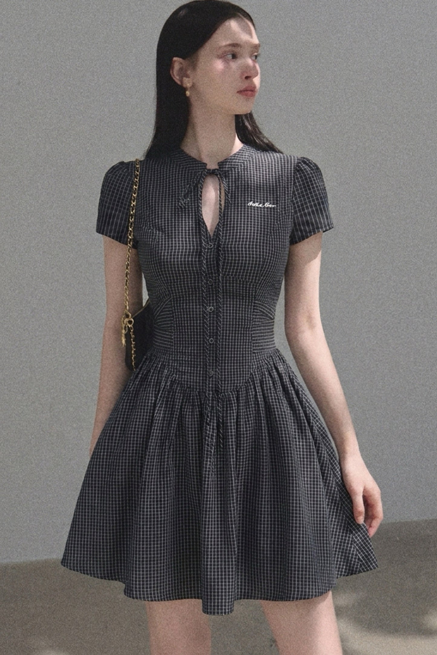 Plaid Waist-Tightening Dress