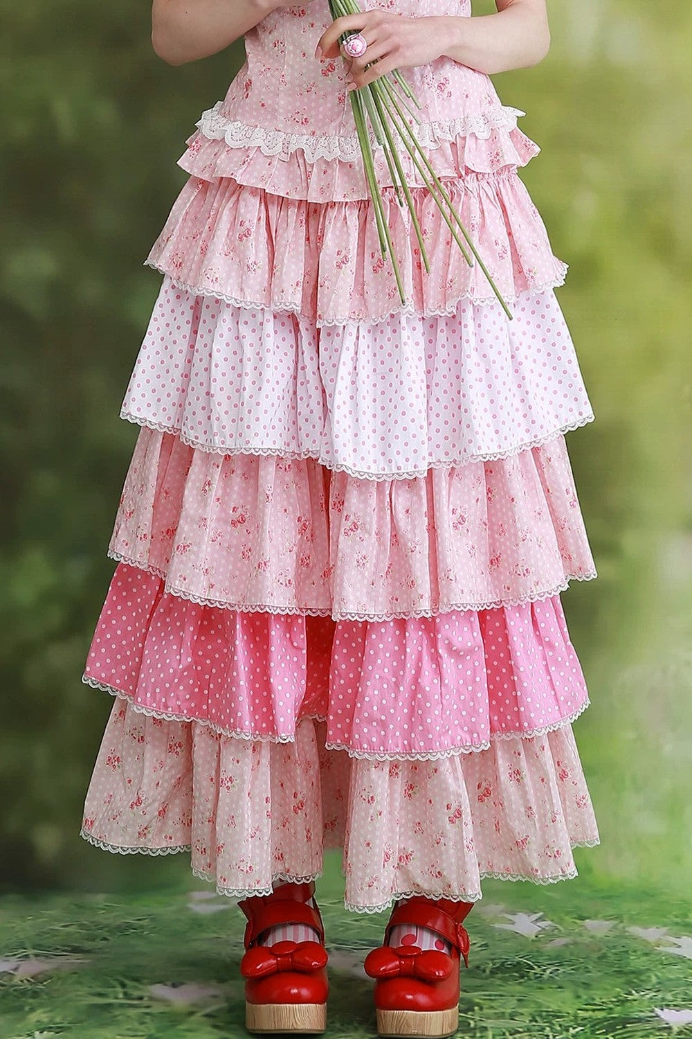 Vintage Pink Polka Dot Skirt Pants