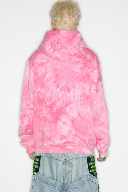 Pink Tie-Dye Smiley Face Hooded Sweatshirt