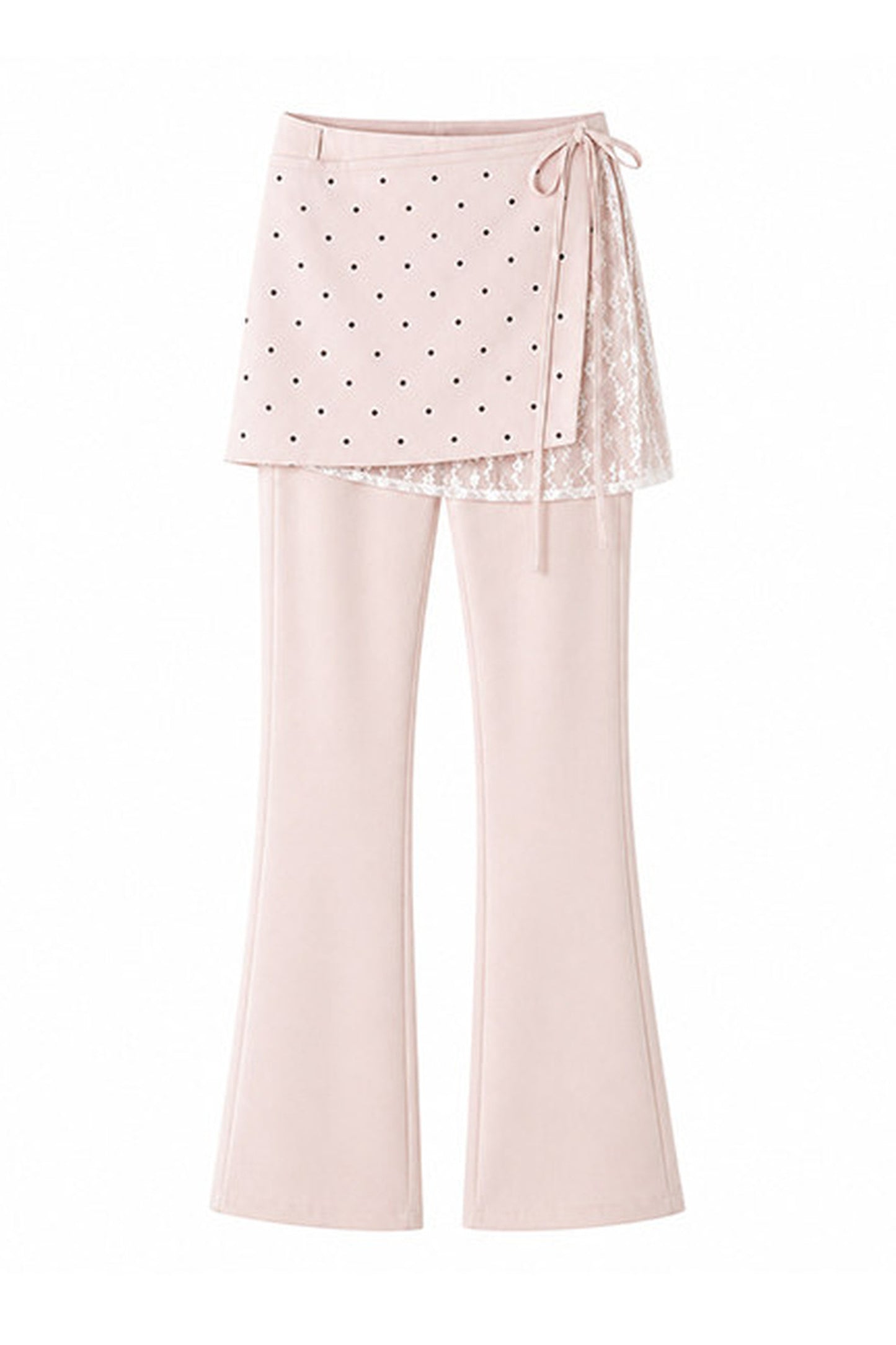 Pink Polka Dot Lace Flare Pants