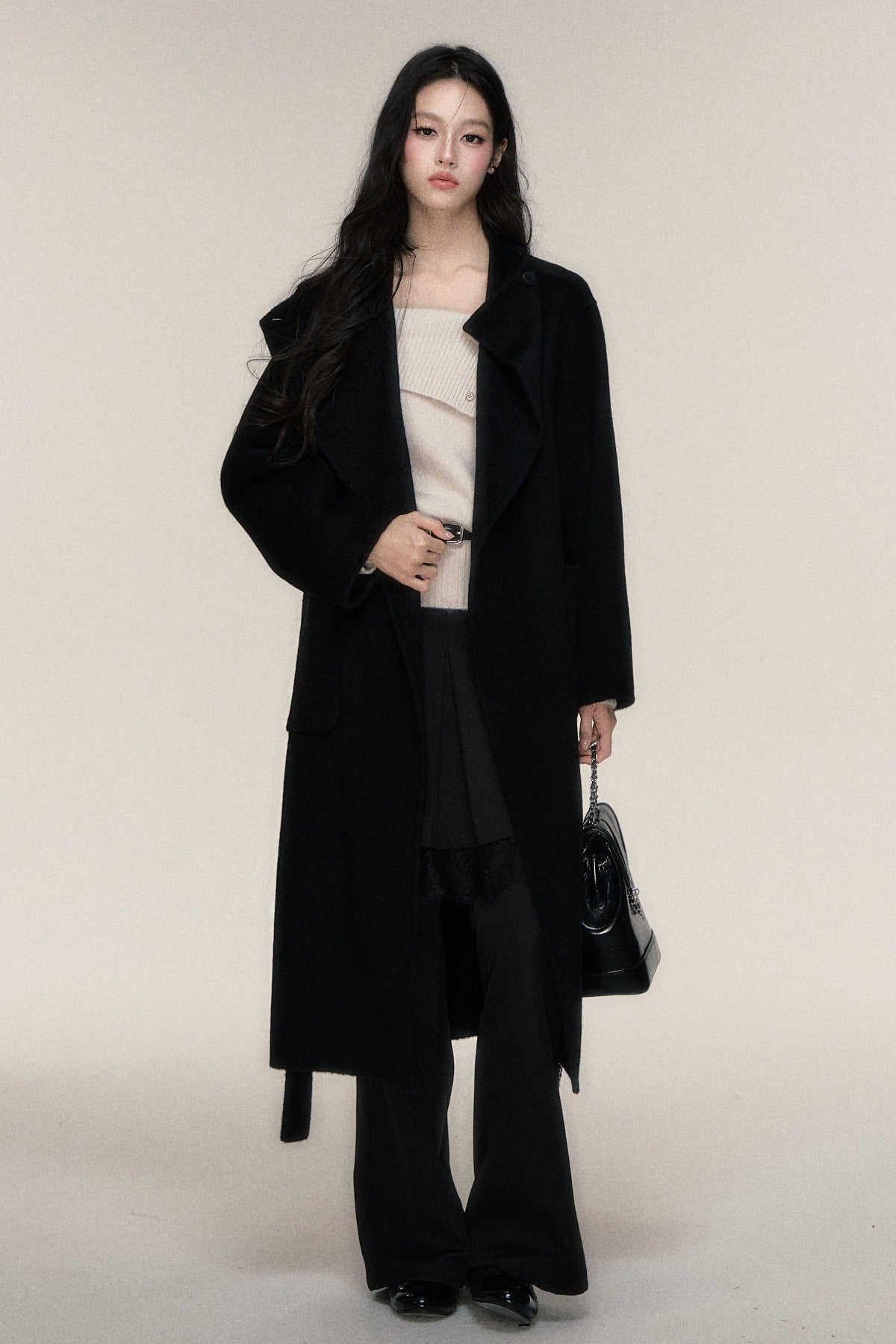Single Button Double-Sided Wool Coat