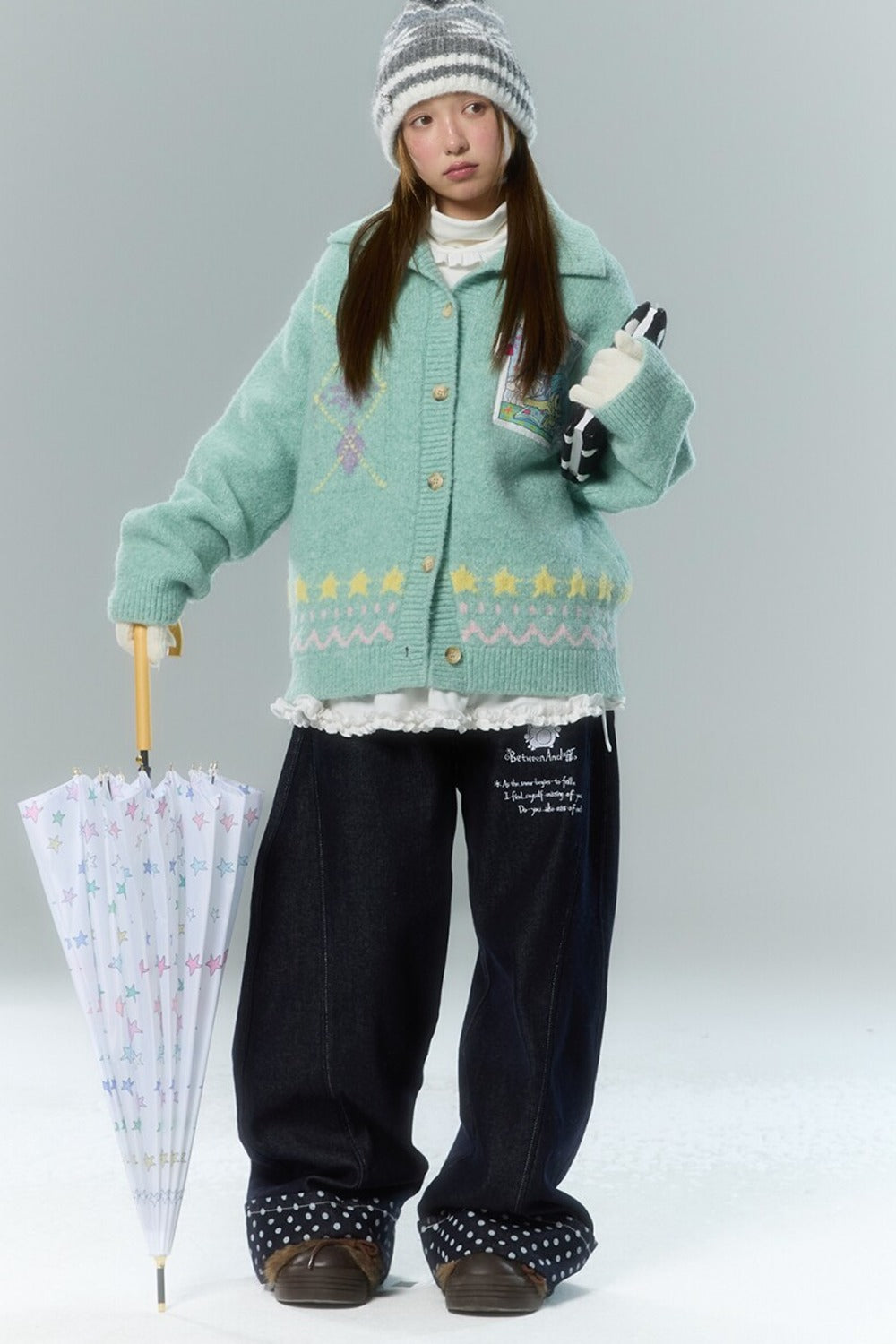 Embroidery Polka Dot Jeans