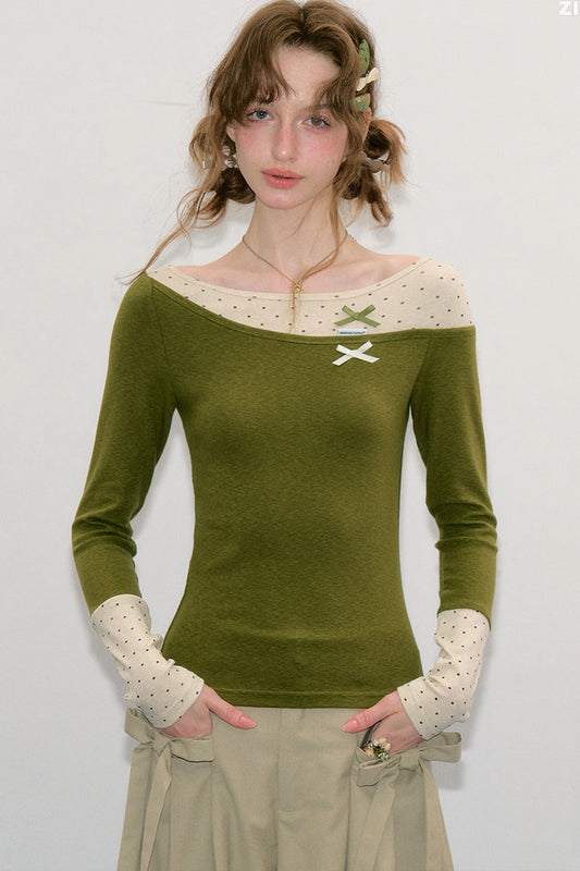 Haut en maille à pois d’automne