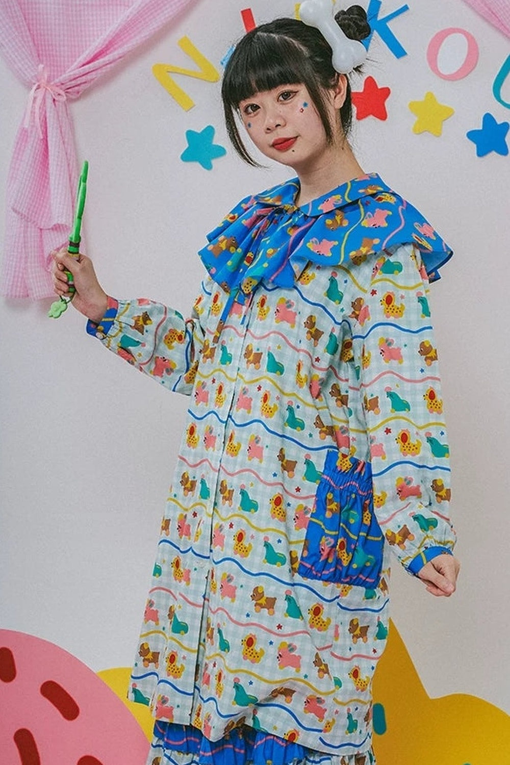 Original Printed Long Shirt Dress