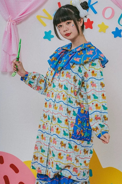 Original Printed Long Shirt Dress