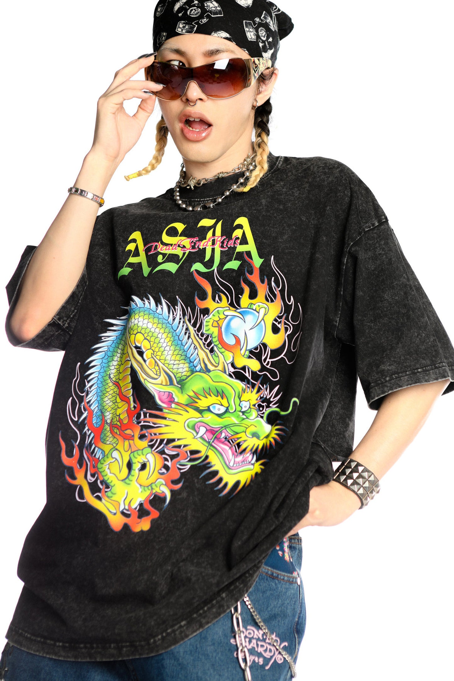 Dragon Print Loose Blouse