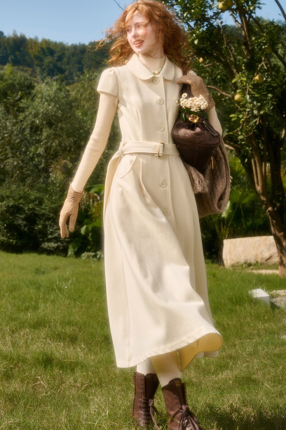 Retro-Wollkleid mit Bubikragen