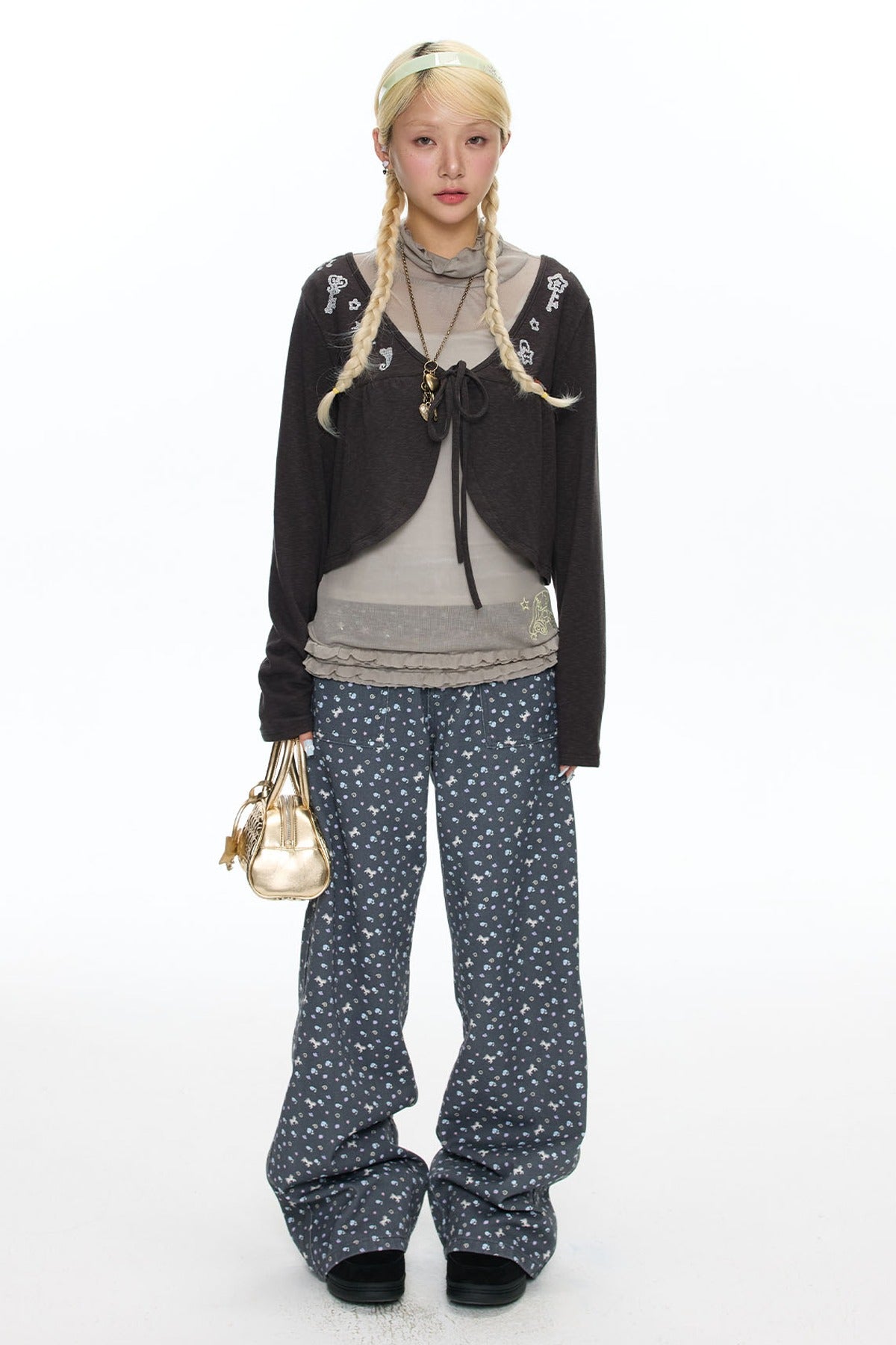 Snowflake Embroidered Cashmere Cardigan
