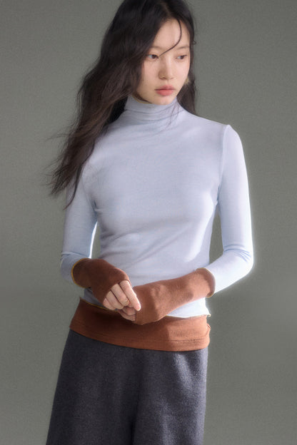 Wool Blend Color-Block Knit Top