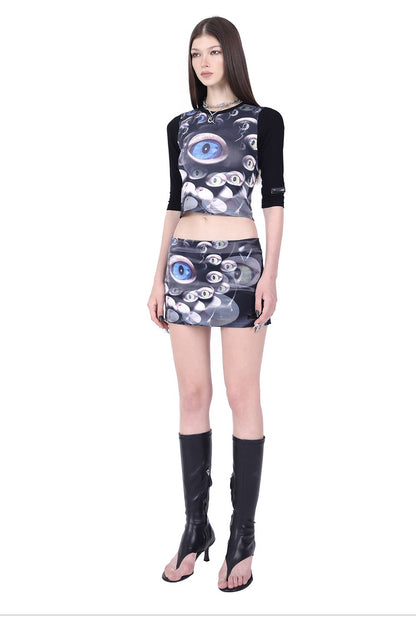 Cat Eye A-Line Mini Skirt