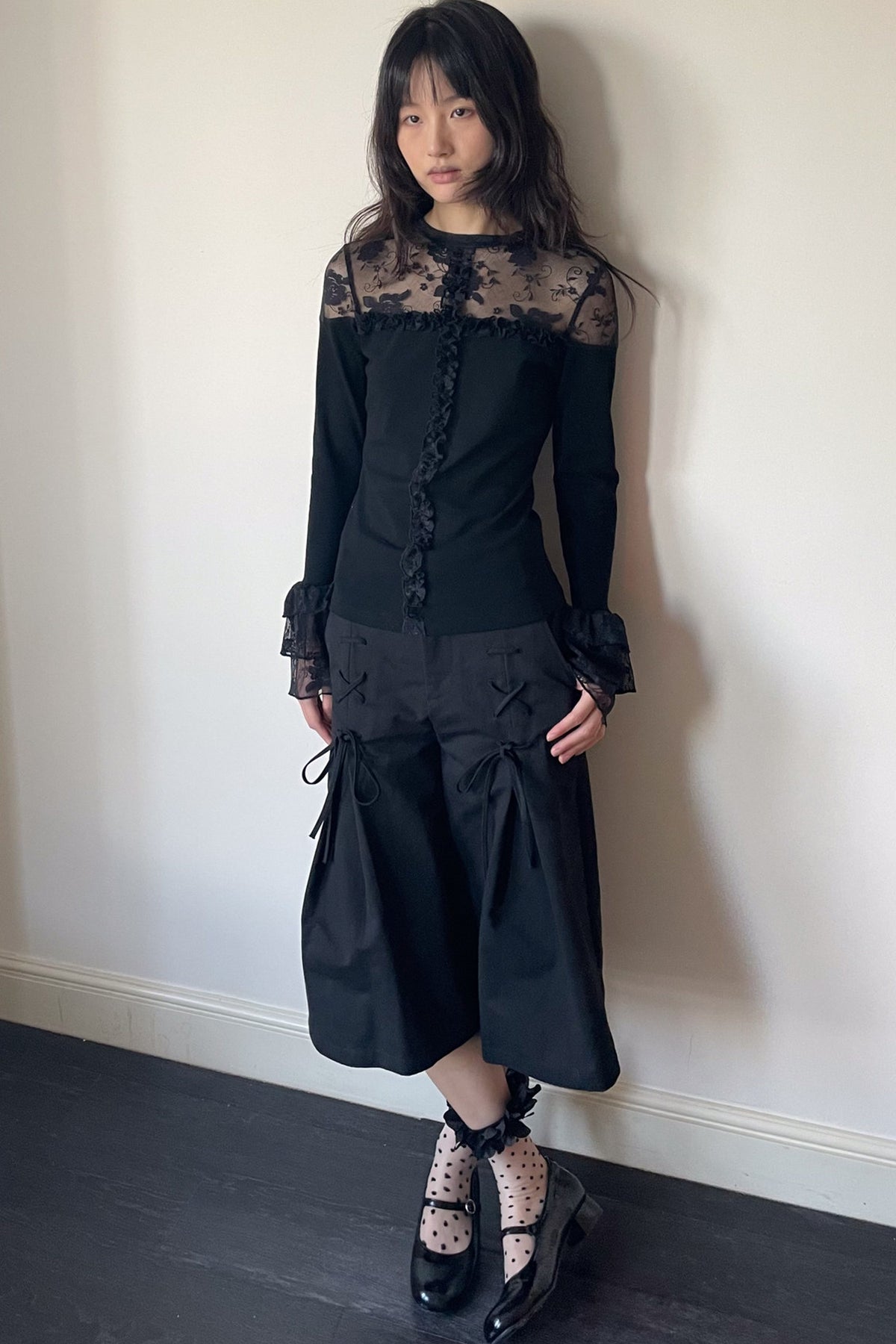 Bow Tie Wide-Leg Pants