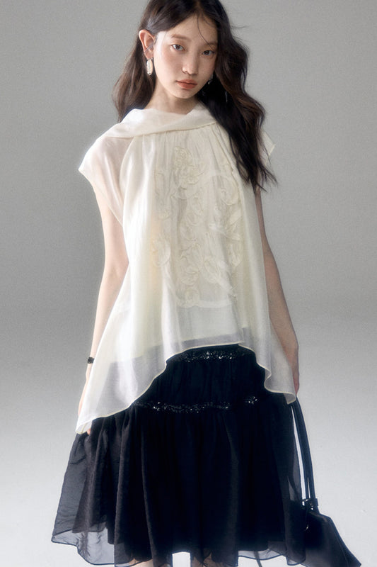 Tencel Acetate Bird Floral Top and Skirt Set-Up