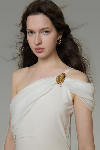 Asymmetrical Buckle A-Line Dress