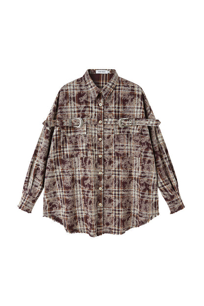 Plaid Shirt and Pleated Skirt Set-Up