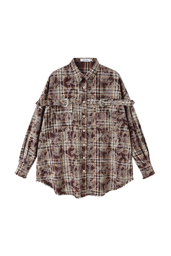 Plaid Shirt and Pleated Skirt Set-Up