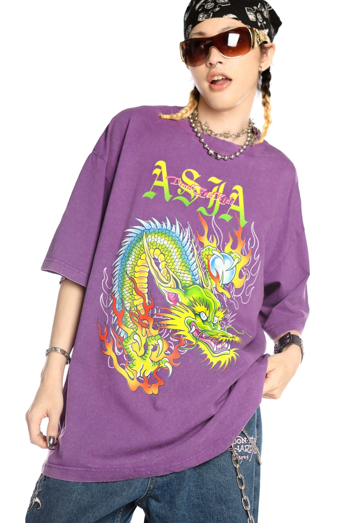 Dragon Print Loose Blouse