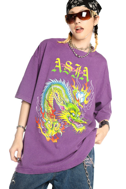 Dragon Print Loose Blouse