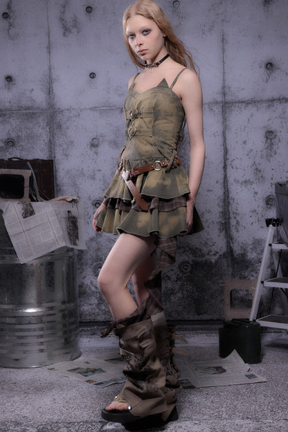Multi-Layered Ruffled Suspender Dress