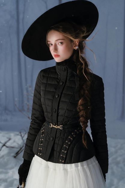 French Retro Stand Collar Short Down Jacket