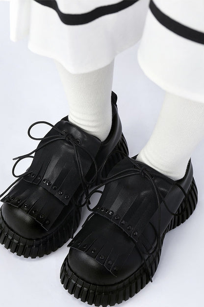 Thick-Soled Leather Derby Shoes