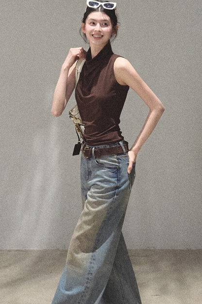 Vintage Hand-Painted Wide Leg Jeans Set