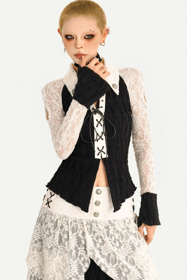 Retro Lace Patchwork Blouse Set-Up