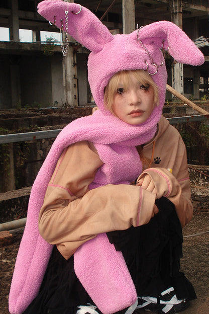 Bunny Ear Hooded Scarf Hat