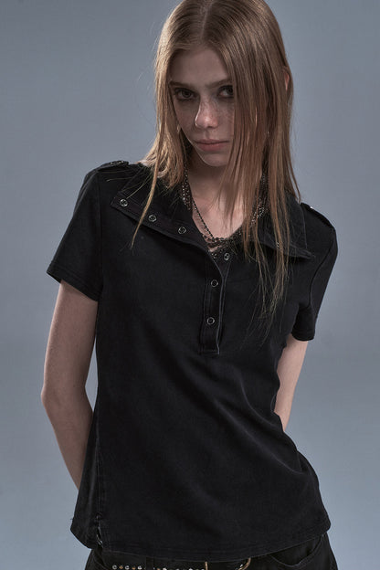 Distressed Pique Texture T-Shirt