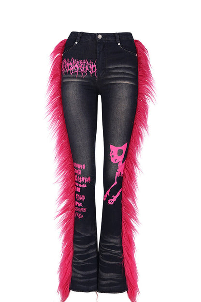 Pink Fur Jeans