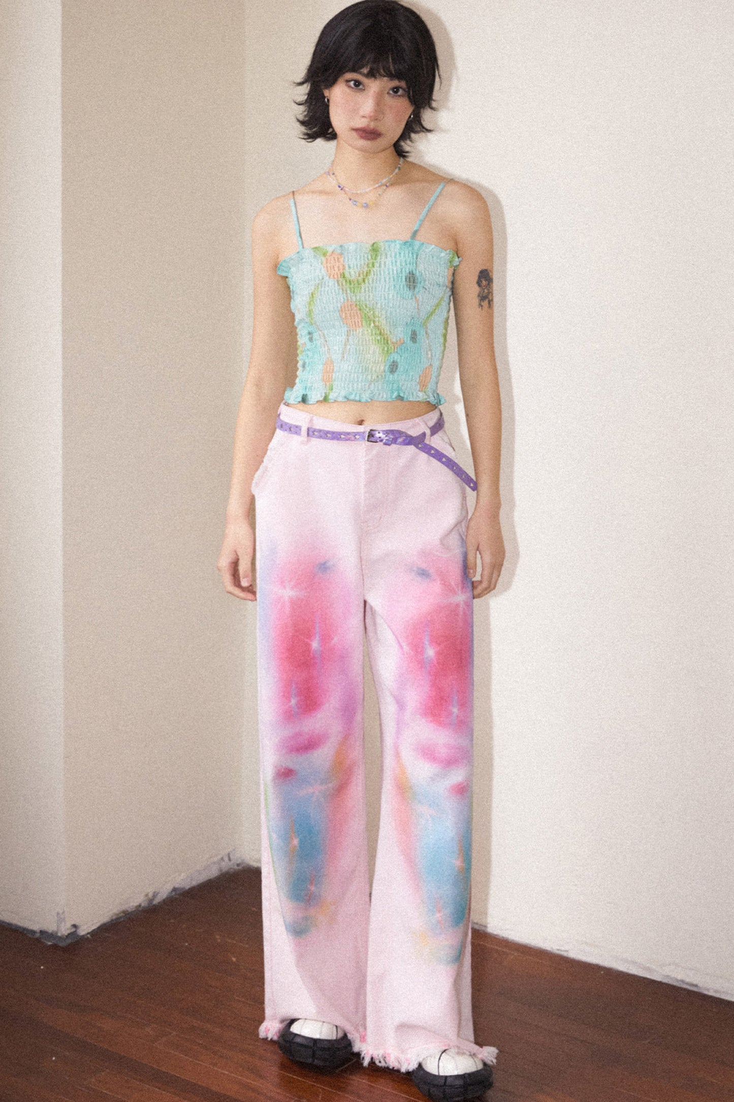 Light Pink Universe Denim Pants