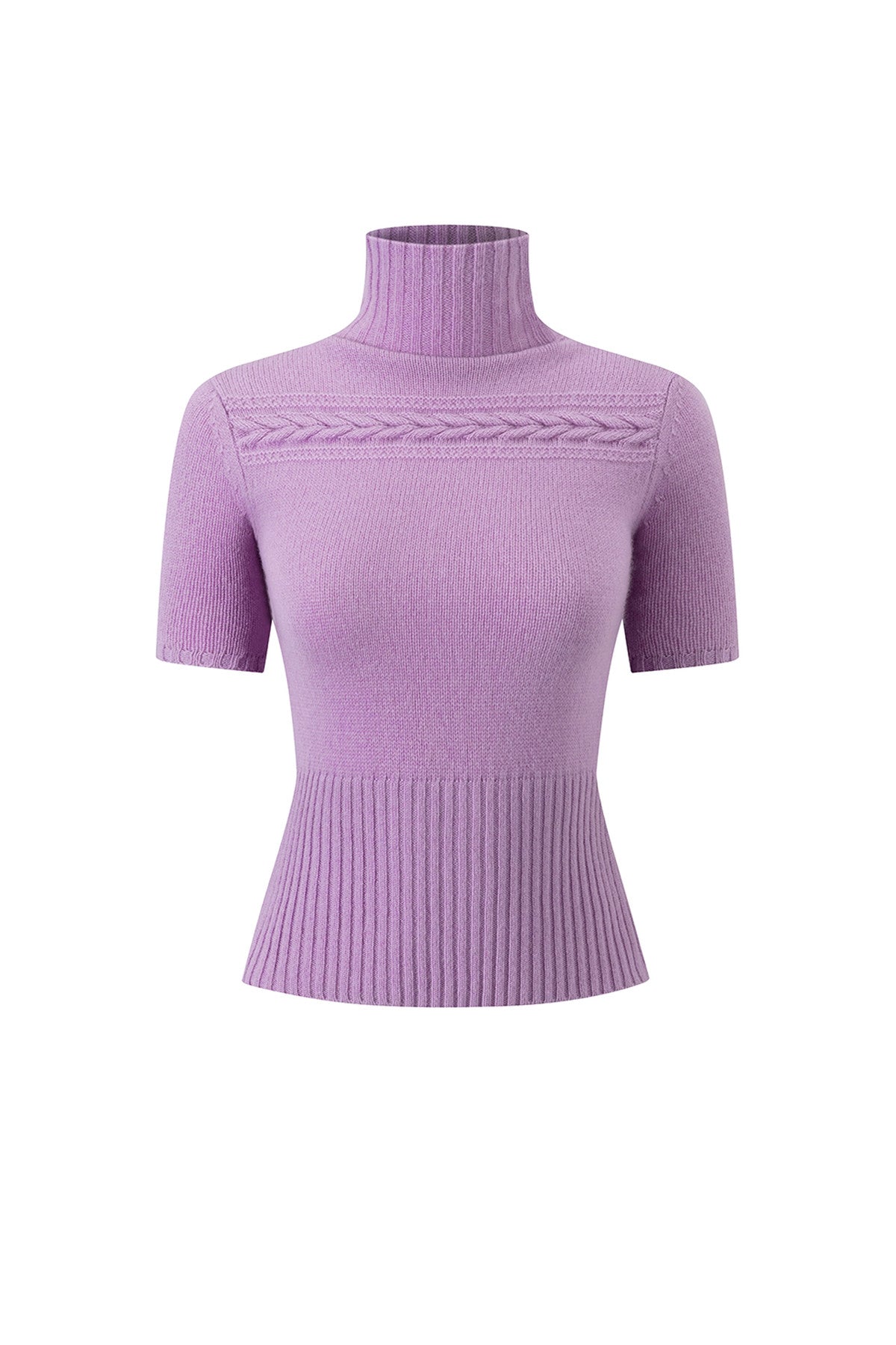 Wool Cable Knit Turtleneck Top