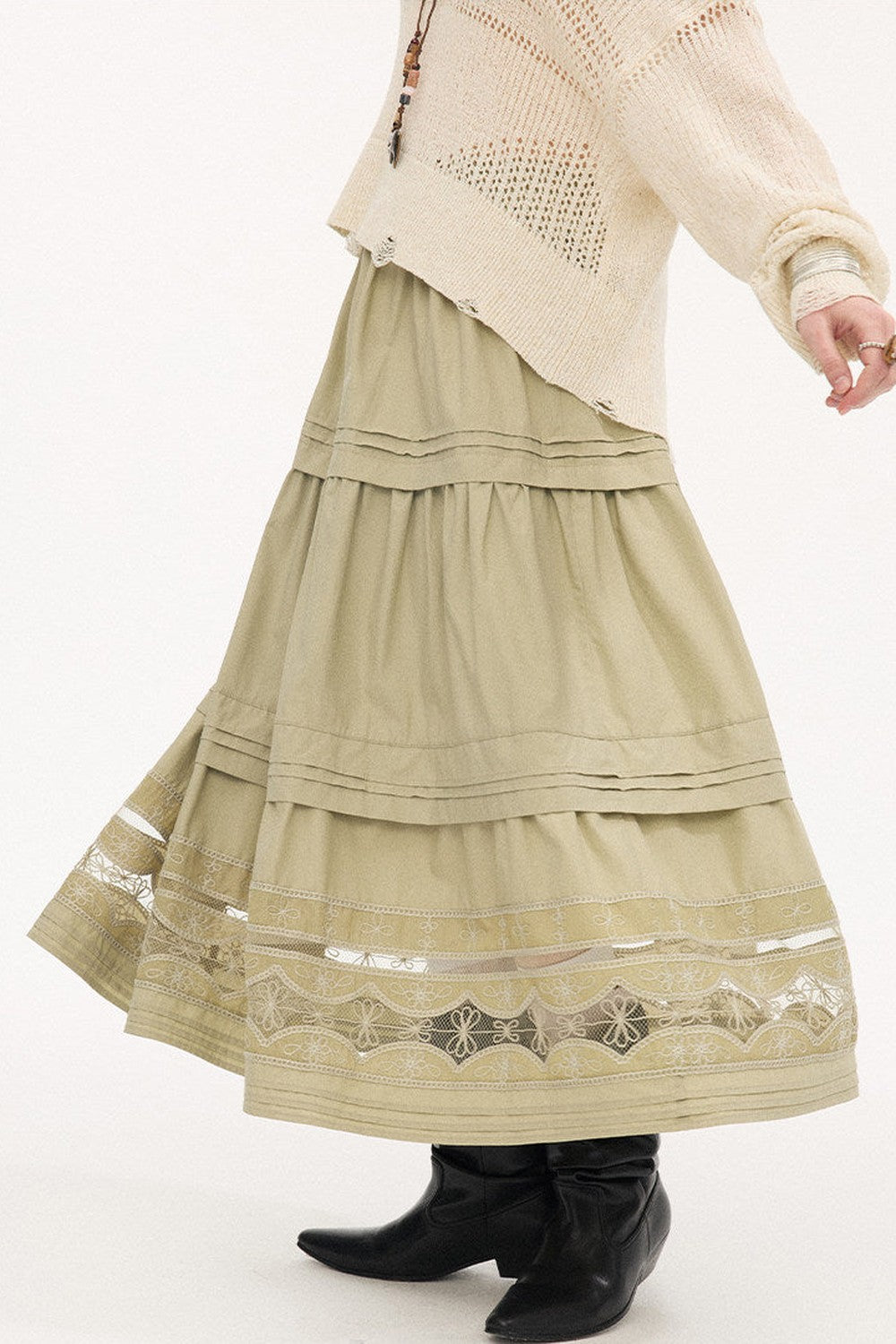 Hollow Lace A-Line Skirt