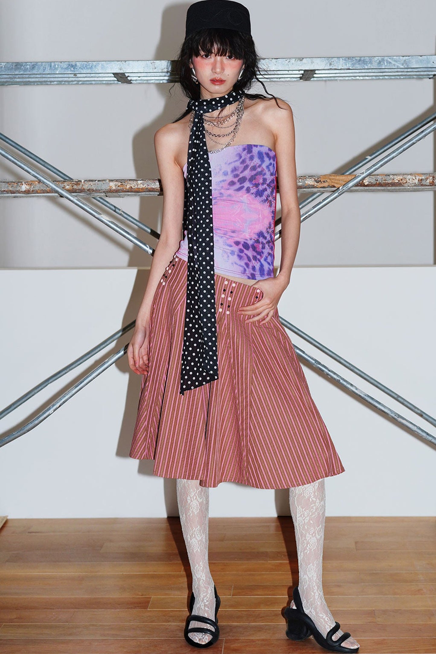 Retro Striped A-Line Skirt
