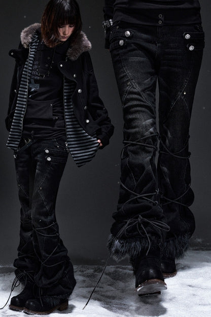 Punk Palace Lace-Up Flared Jeans