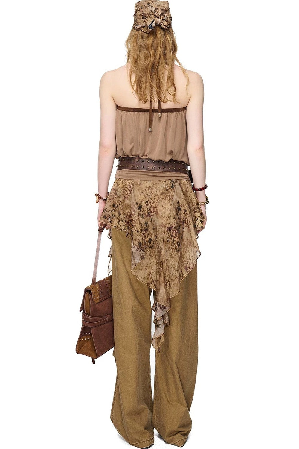 Pleated Beaded One-Shoulder Top