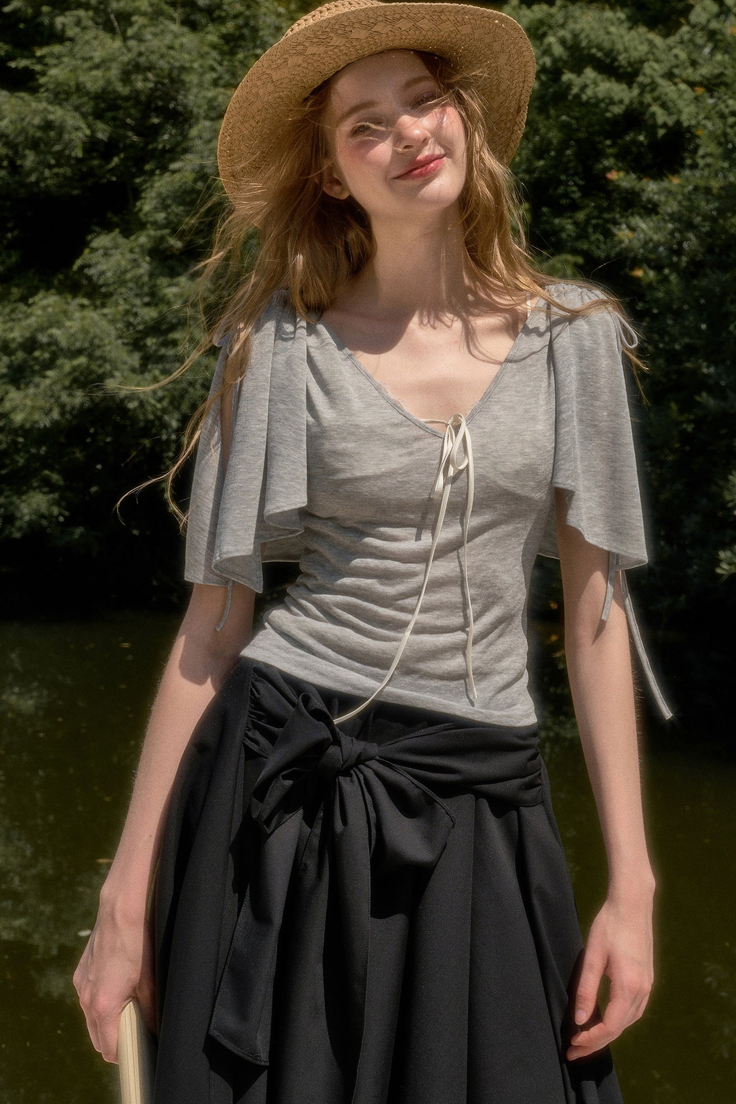 Cape-Style Short-Sleeve Top and Dress Set-Up