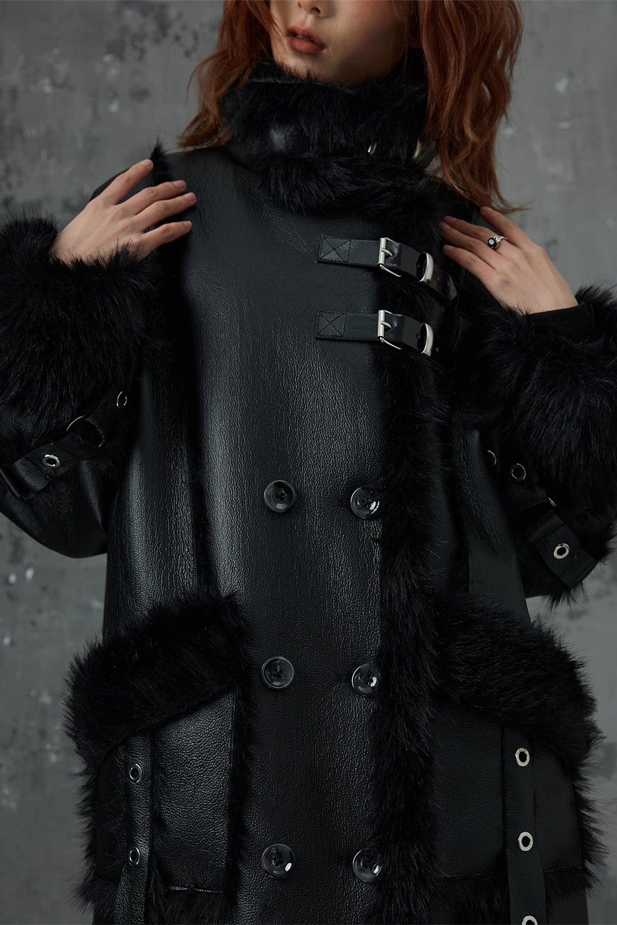 Dark Punk Heavy Industry Faux Fur Coat