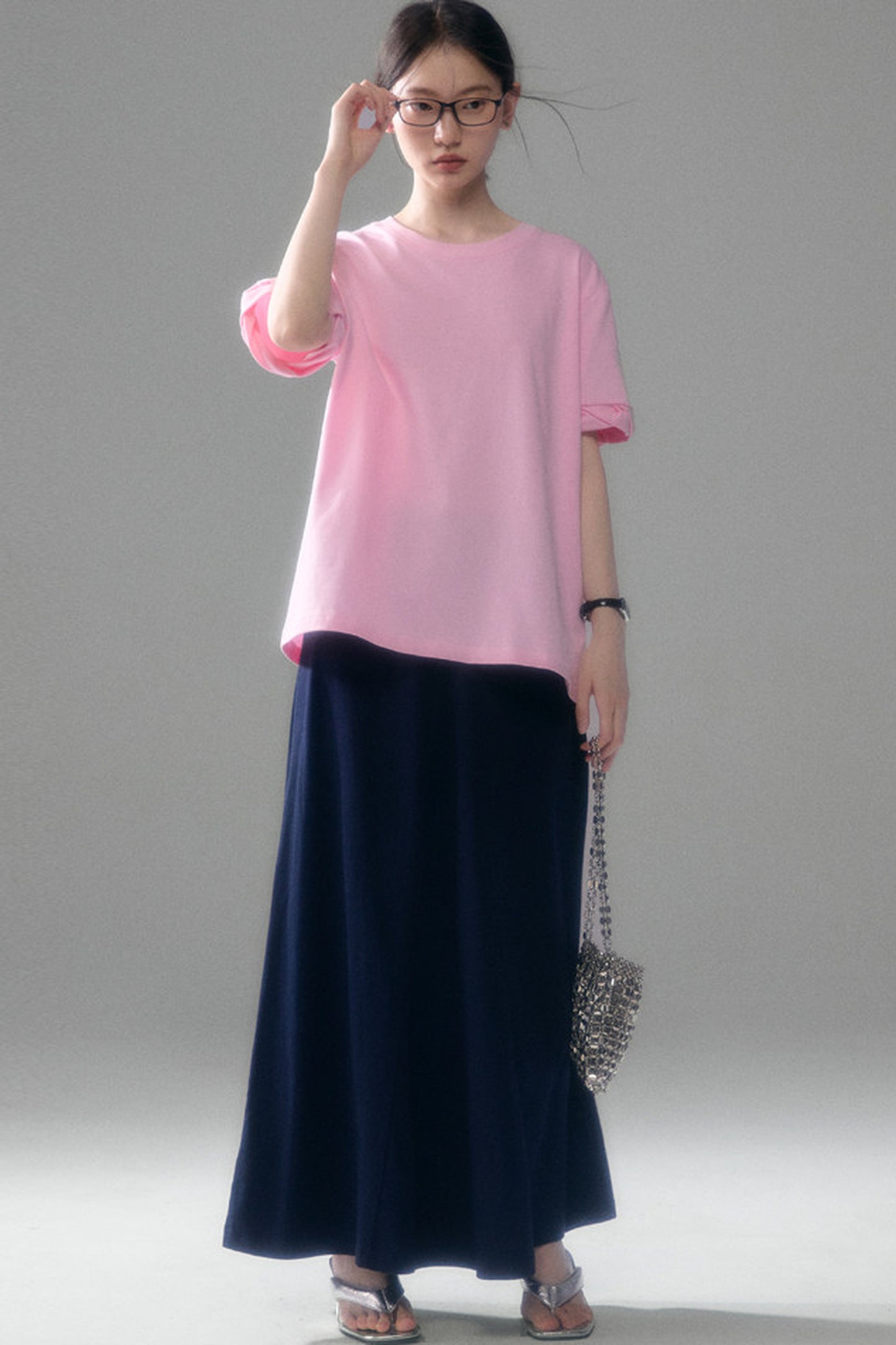 Cotton Blend A-Line Skirt
