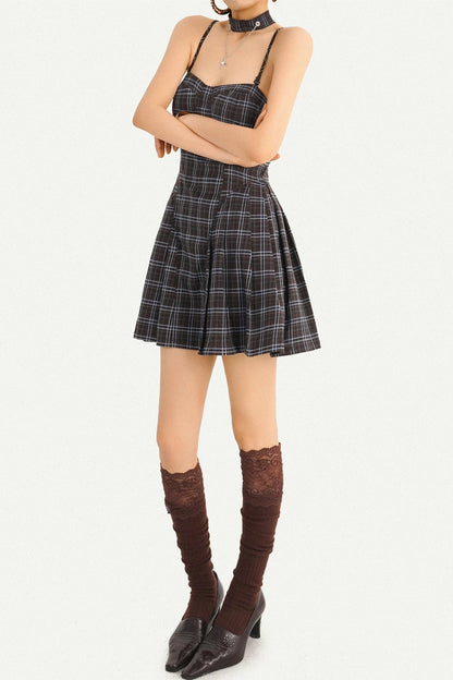 Retro Plaid Camisole Dress