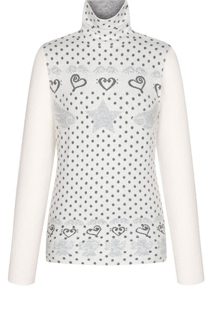 High-Neck Polka Dot Jacquard Sweater
