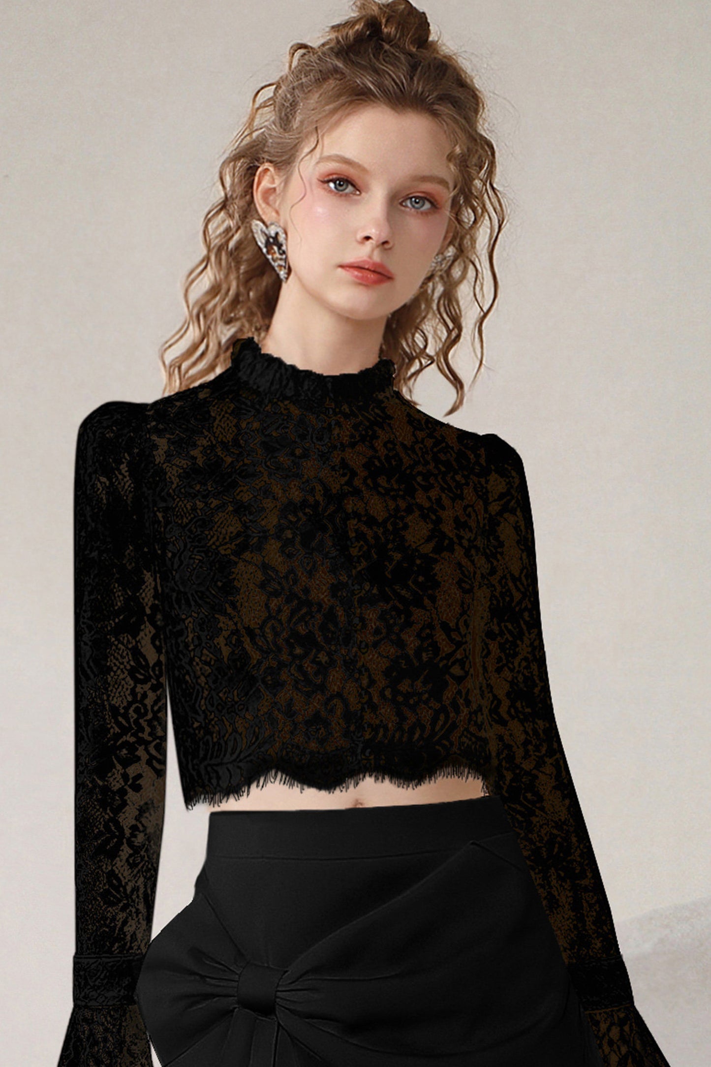 Lace Trim Top and Bow Culottes Set-Up