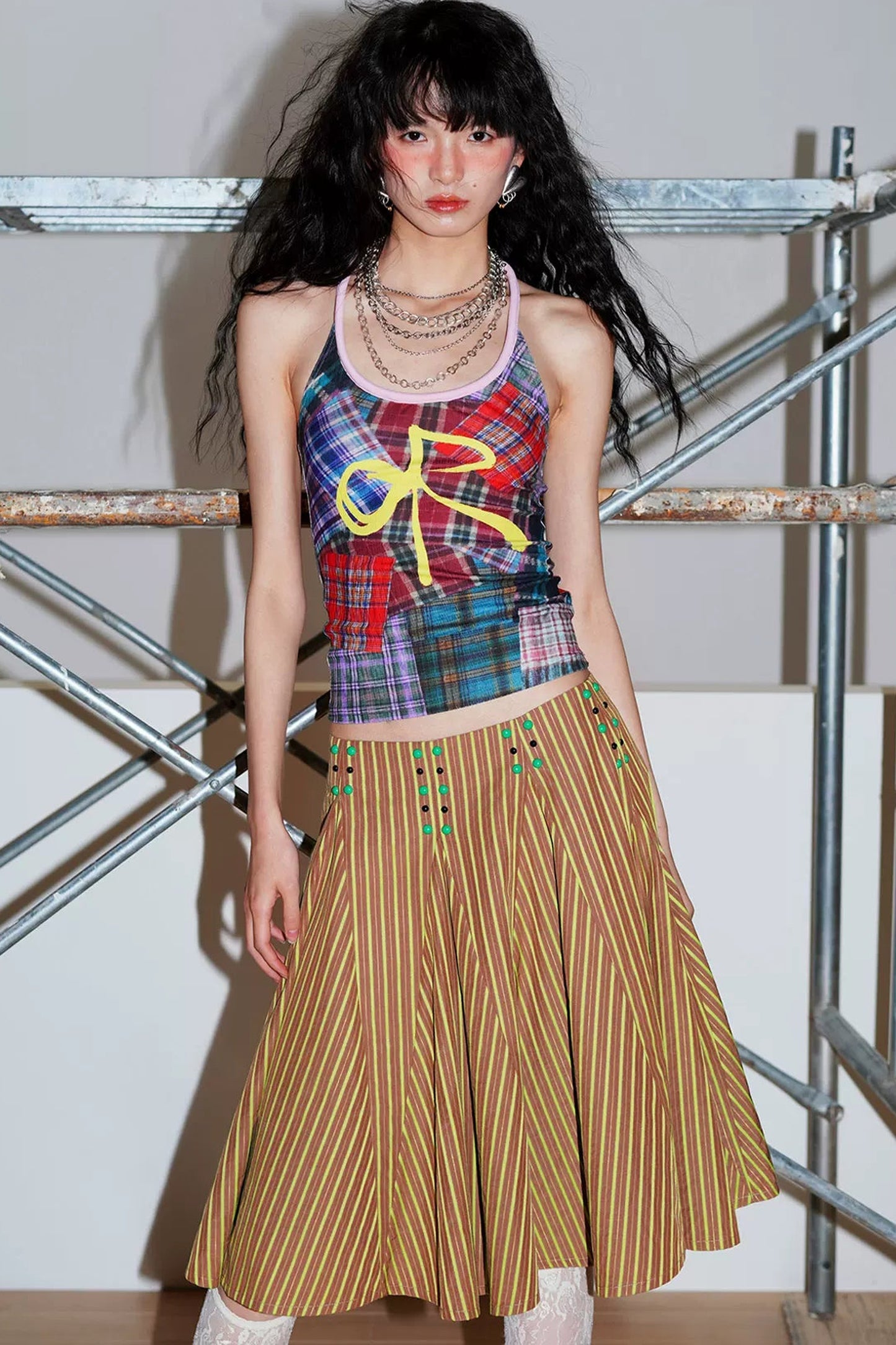Retro Striped A-Line Skirt
