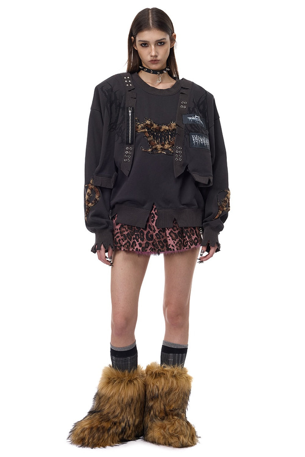 Leopard Patch Embroidery Sweatshirt