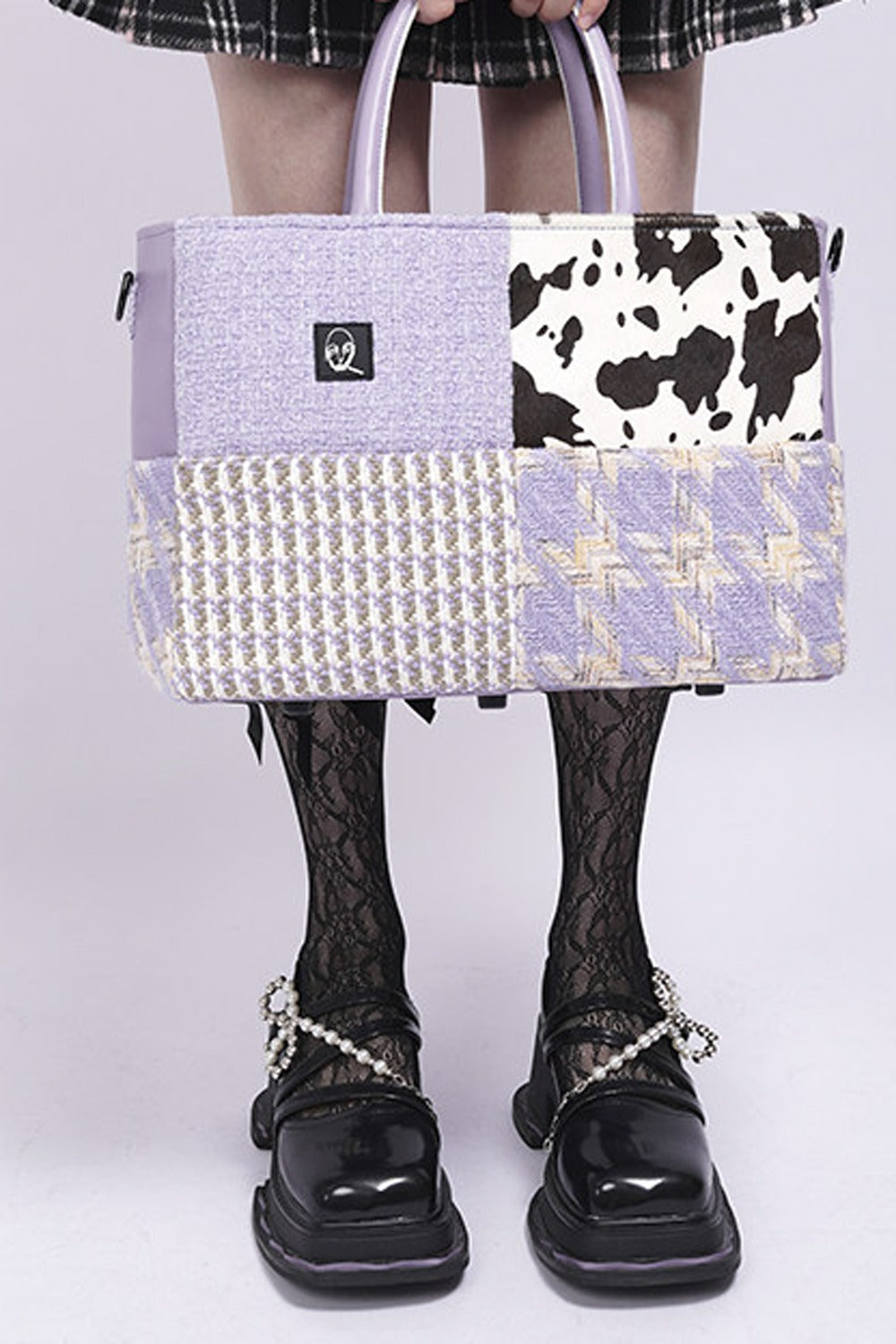 Y2K Leather Contrast Tote Bag
