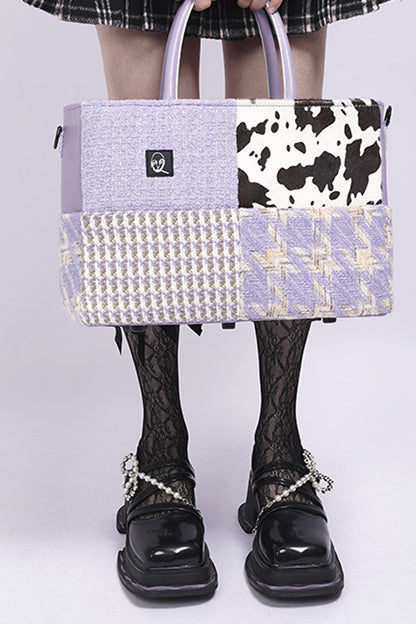 Y2K Leather Contrast Tote Bag