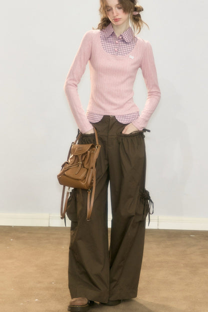 High-Waisted Pocket Workwear Wide-Leg Pants