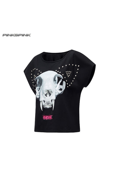 Reversible Cat Skeleton Rivet Blouse