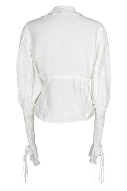 Accordion Pleated Puff Sleeve Blouse