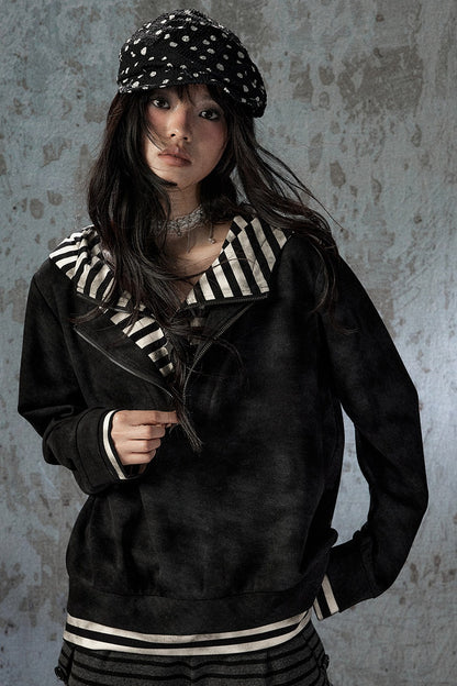 Felpa con cappuccio leggera tie-dye con mezza zip